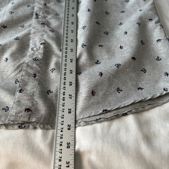 Molokai Surf Co Men's Allover Boat & Anchor Short Sleeve Button Shirt Gray Large - Picture 11 of 13